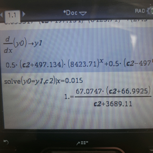 ti nspire 미분방정식 질문입니다.. 상수 c2구하는 법