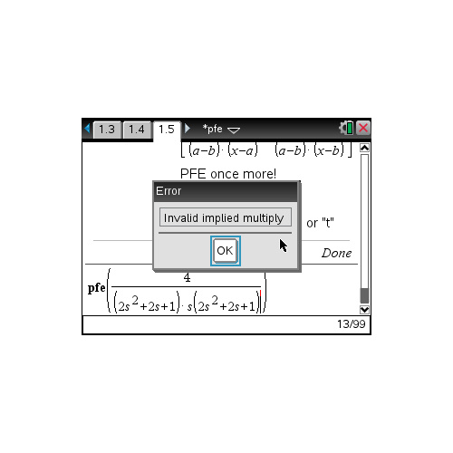 [TI-nspire] Error: Invalid implied multiply 에러 : 곱하기의 부적절한 생략