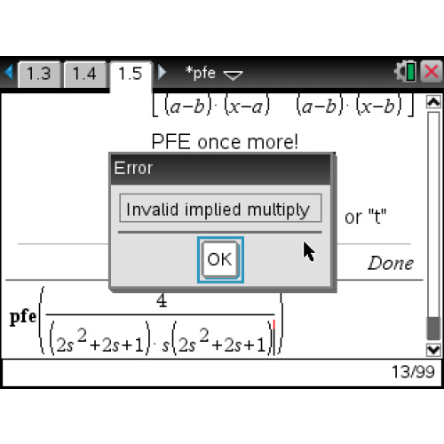 [TI-nspire] Error: Invalid implied multiply 에러 : 곱하기의 부적절한 생략