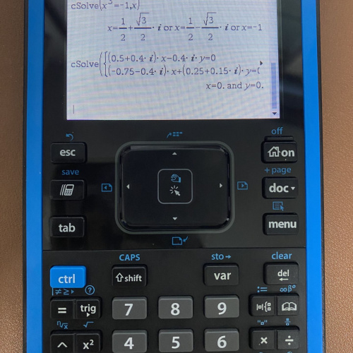 Ti-nspire cx2 cas 계산기 복소수 연립방정식 해가 제대로 안나오네요..
