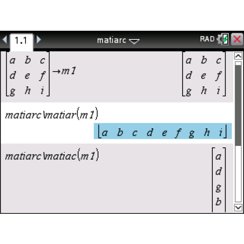 [matiarc.tns] m×n 행렬을 1행 또는 1열 행렬로 나열(재배치)하는 함수(Function) 라이브러리