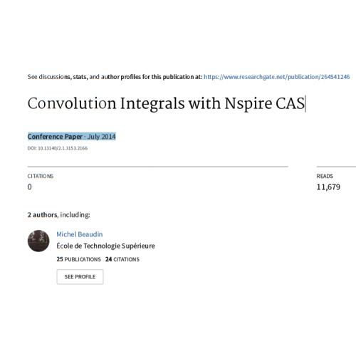 [PDF] Convolution Integrals with Nspire CAS, Conference Paper · July 2014