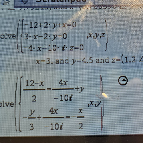 Ti nspire 복소 연립방정식 관련 질문
