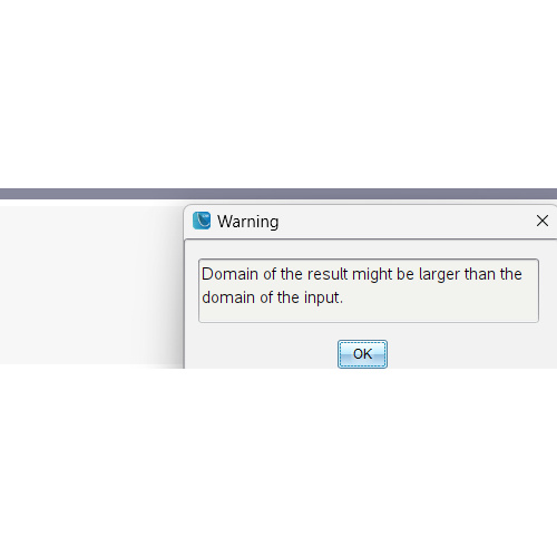 [TI-nspire] 경고 문구 설명 Warning : Domain of the result might be larger than the domain of the input.