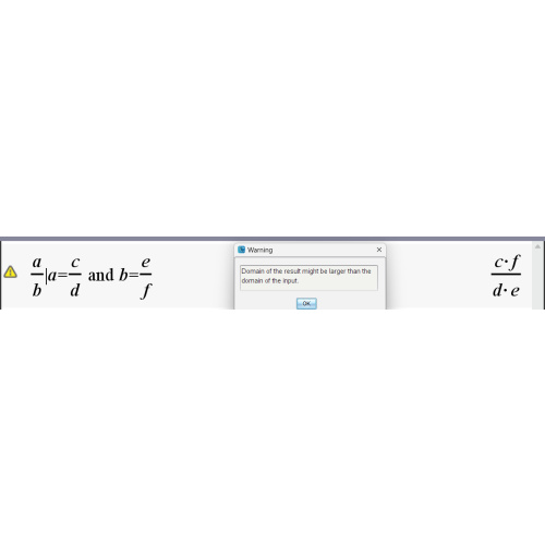 [TI-nspire] 경고 문구 설명 Warning : Domain of the result might be larger than the domain of the input.