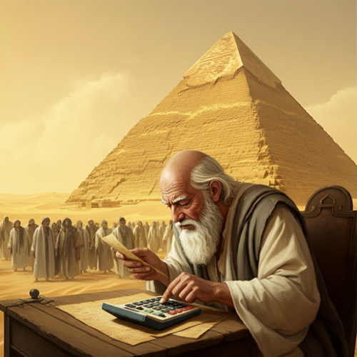 ImageFX AI 이미지 만들기 - 계산기를 두드리는 고대의 수학자