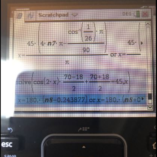 Nspire 질문드립니다. solve 사용하여 방정식 풀었는데 해가 이상하게 나와요