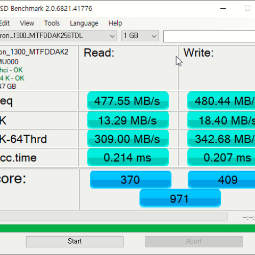 [벤치마크] SSD, Micron 1300 256GB