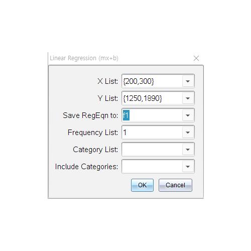 [TI-nspire] Statistics의 Linear Regression 으로 선형 보간법 결과 구하기