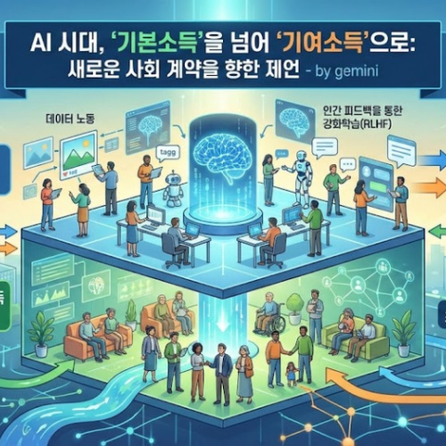   AI 시대, '기본소득'을 넘어 '기여소득'으로: 새로운 사회 계약을 향한 제언 - Written by Gemini