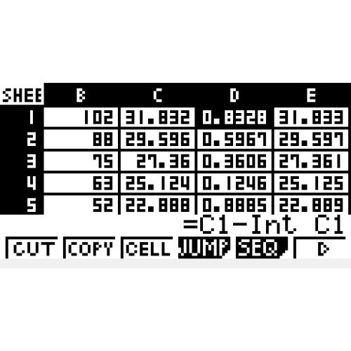 [fx-9860G] 스프레드시트(S.SHT) - 미표시 자릿수 탈락 현상