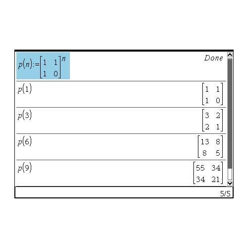 [TI-nspire] 피보나치의 수 (프로그래밍, 행렬)